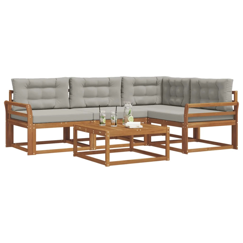 Set di divani da esterno 5 pcs Grigio Naturale e Chiaro