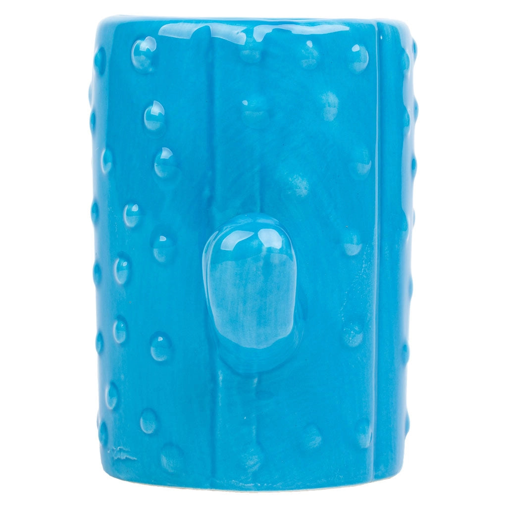 Portapenne cactus in ceramica blu 13,5x7,8x11h