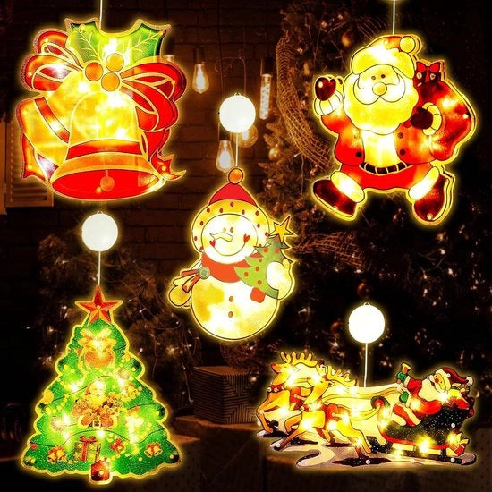 Illuminazione di Natale per finestra - chiusura magnetica - batterie - interna ed esterna - albero di Natale - decorazione di Natale