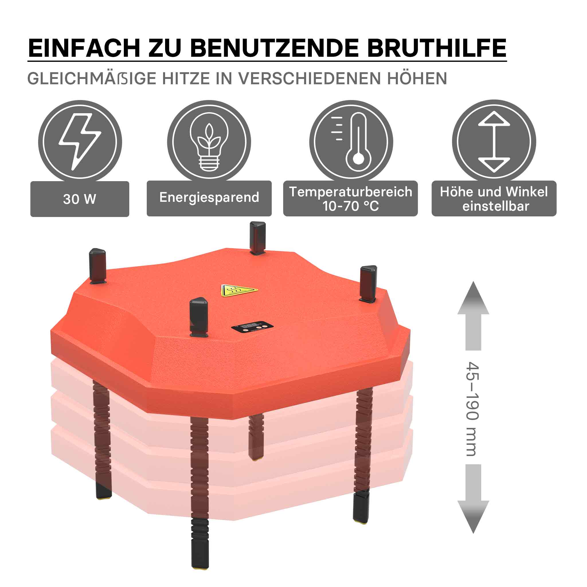 Fudajo Chioccia artificiale 25x25cm 30W Piastra termica per 15-20 pulcini, temperatura regolabile