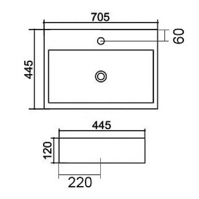 Lavabo appoggio 70.5x44.5 cm LA46 Bianco