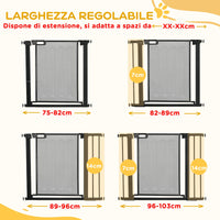 Cancellino per Cani Estensibile a Pressione con Chiusura Automatica 75-103x76 cm in Acciaio e ABS Nero