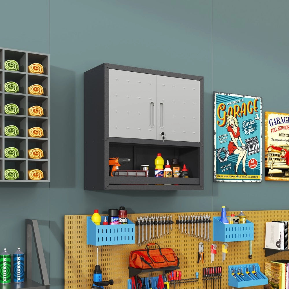 Armadio Mobile da Parete in Metallo con Anta ¨C MINIMAL ¨C Grigio, 75x77x30 cm