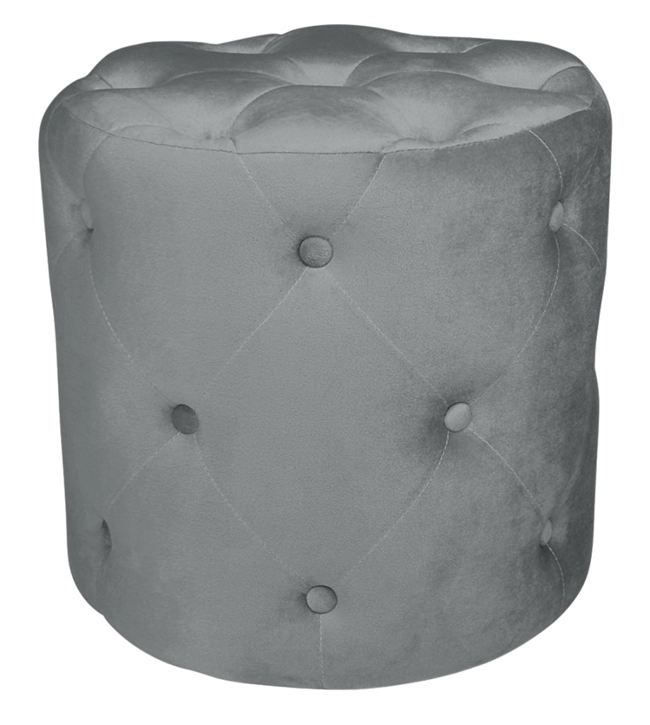 Pouf in velluto capitonné grigio, poggiapiedi - Honey - PO01HO