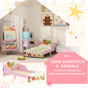 Letto per Bambini 3+ Anni 143x77x60 cm con Bordi e Sponde Rialzati in MDF Rosa
