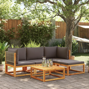 Set di divani da giardino 5 pezzi con cuscini in legno di acacia e rattan 3278895