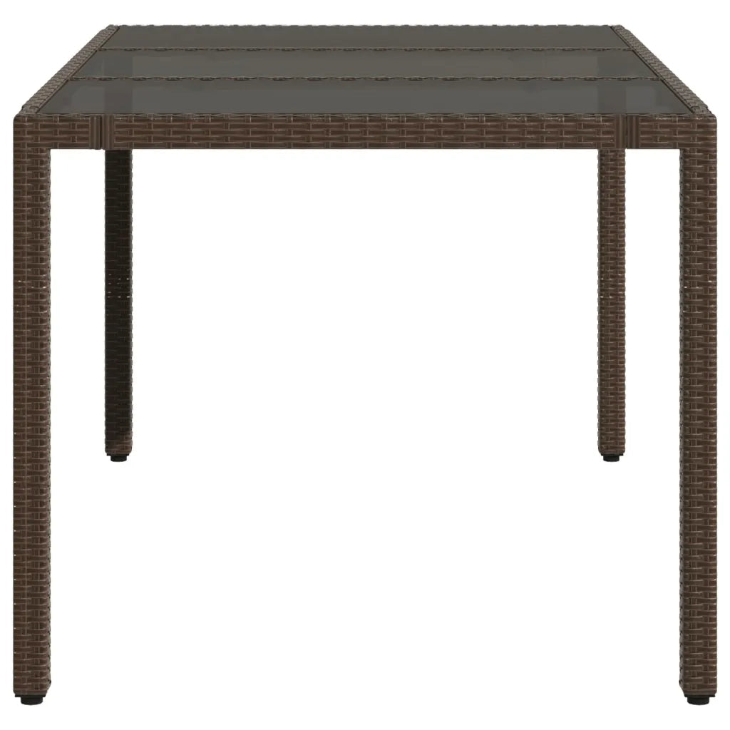 Tavolo Giardino Piano in Vetro Marrone 150x90x75 cm Polyrattan 365590