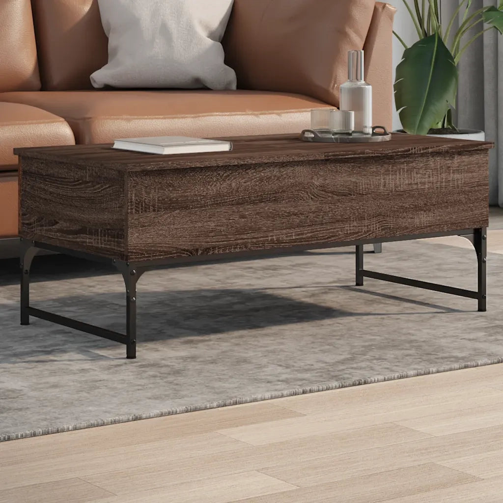 Tavolino Salotto-Tavolino da soggiorno-Tavolo Rovere Marrone 100x50x40cm Multistrato Metallo
