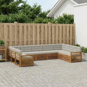 Set di divani da esterno 9 pcs Naturale e Grigio Chiaro