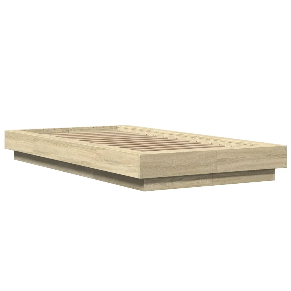 Giroletto Luci LED-Struttura Letto con LED Rovere Sonoma 90x190 cm in Legno Multistrato 757050