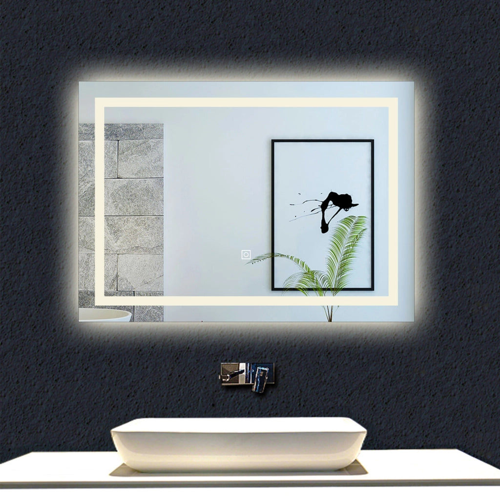 Aica Specchio da bagno a LED+120x80cm+Disappannamento+Infinitamente Dimmerabile+Funzione Memoria