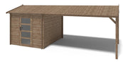 Casetta da giardino in legno – 2.5x3 m con estensione 4x2.76 m - 18.56 m² - DOM675+DOS194 - ALTANKA