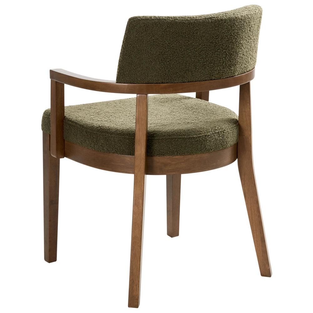Set di 2 sedie da pranzo in stile tradizionale Seduta imbottita Boucle Legno e verde Stile retrò tradizionale