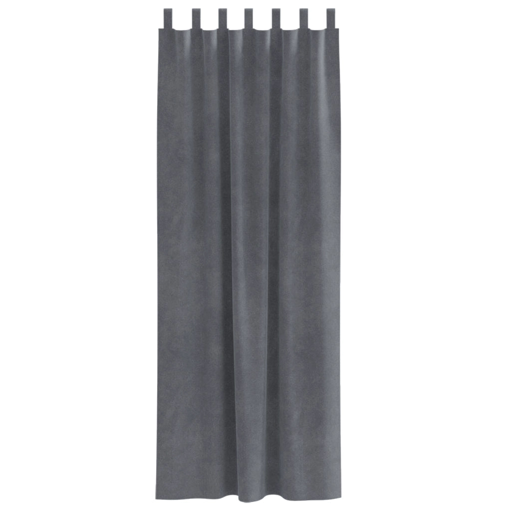 Tende oscuranti  con anelli per appenderle 2 pz Grigio chiaro velluto