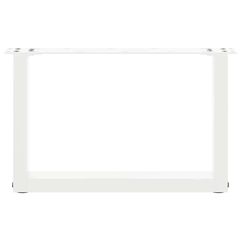 Set di 2 gambe per tavolino a forma di U 50 x 30 cm struttura robusta con moderni piedini livellatori in acciaio bianco 02_0057377