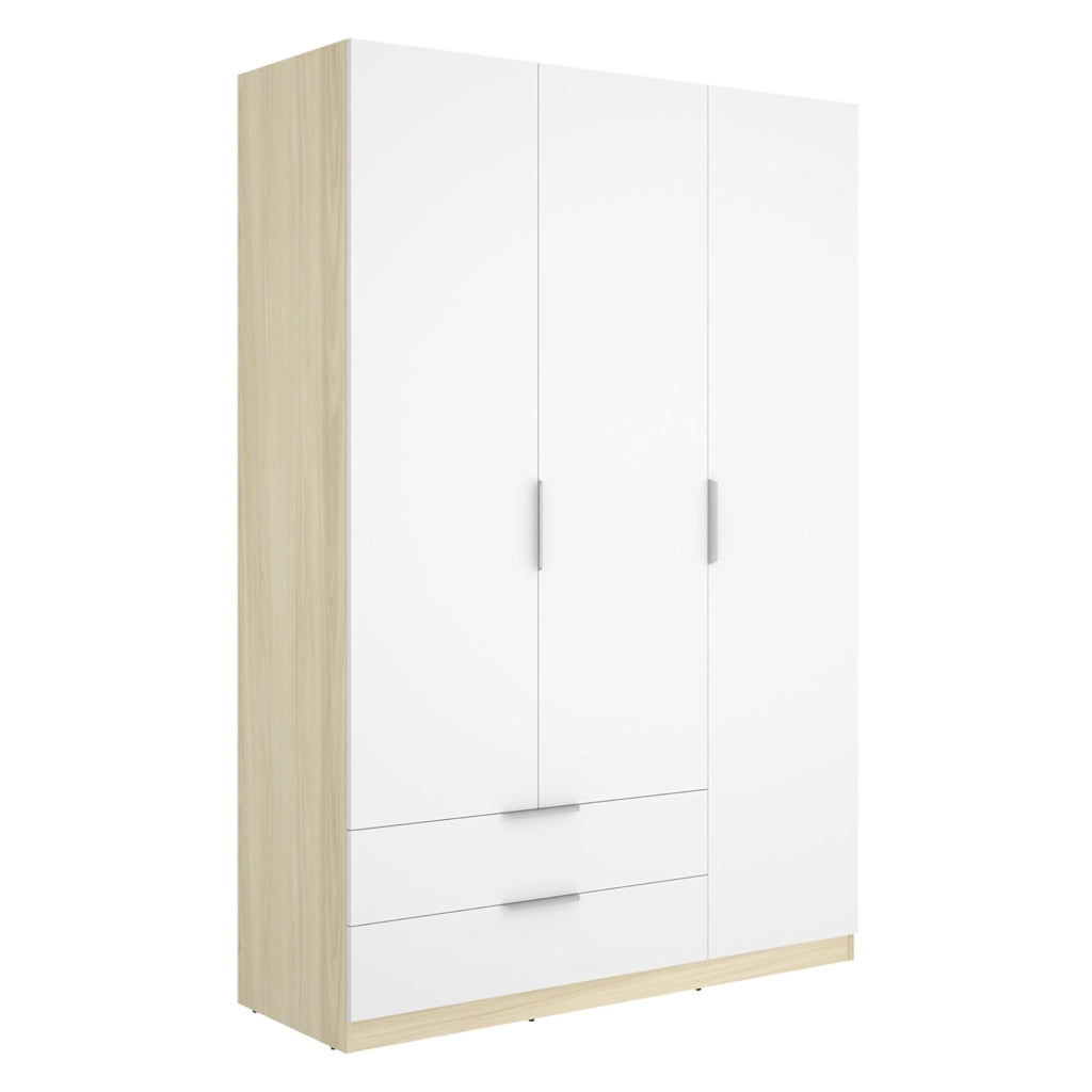 Armadio Camera da Letto Mayos, Guardaroba 3 Ante Appendiabiti, 51x137 cm Bianco