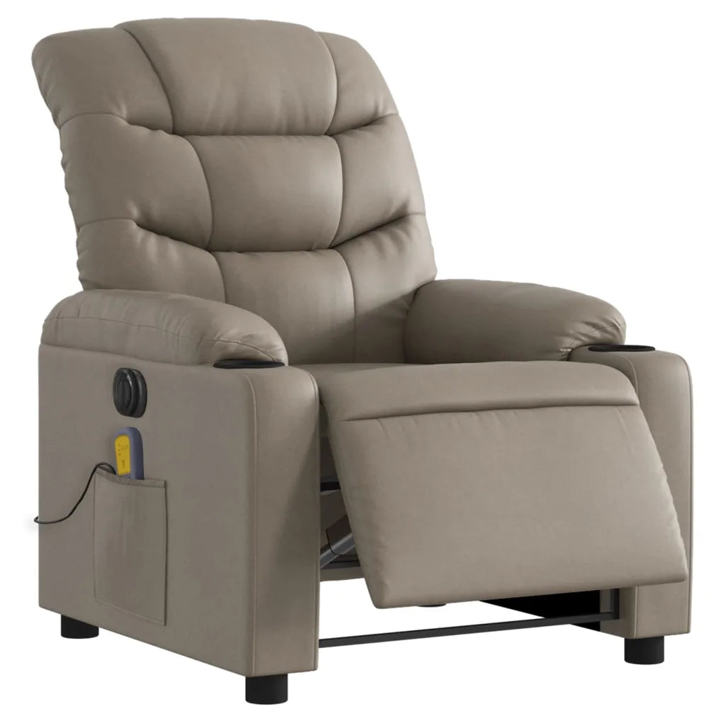 Divano Sedia-Poltrona Reclinabile Massaggio Elettrica Cappuccino Similpelle 383592