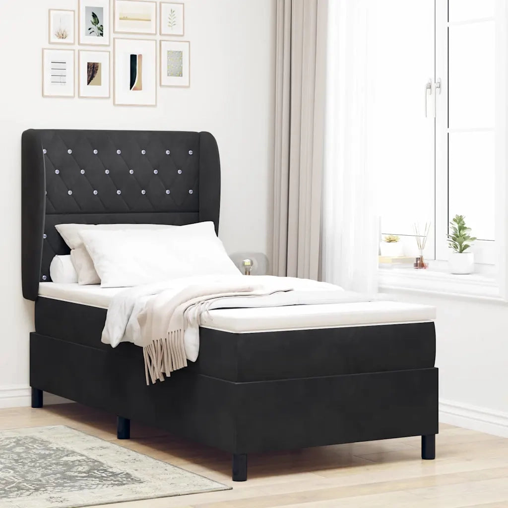 Letto a molle con materasso Nero 200 x 100 cm Poliestere 3340864