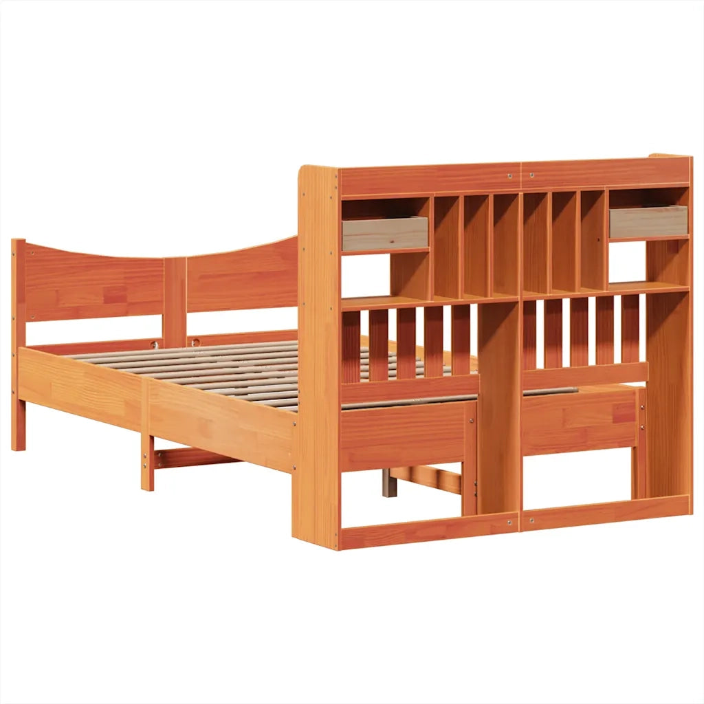 Letto senza Materasso Marrone Cera 135x190 cm in Legno di Pino 3323394