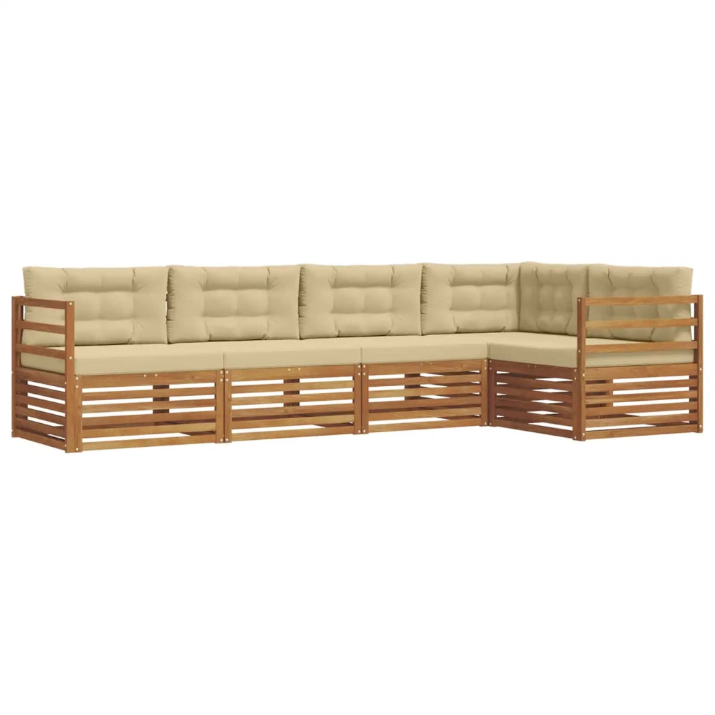 Set di divani da esterno con cuscino 5 pcs Naturale e Beige