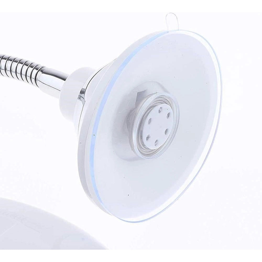 Trade Shop - Specchio Per Trucco Ingrandimento 10x Led Rotazione A 360° Ventosa Tubo Metallo Rotondo -