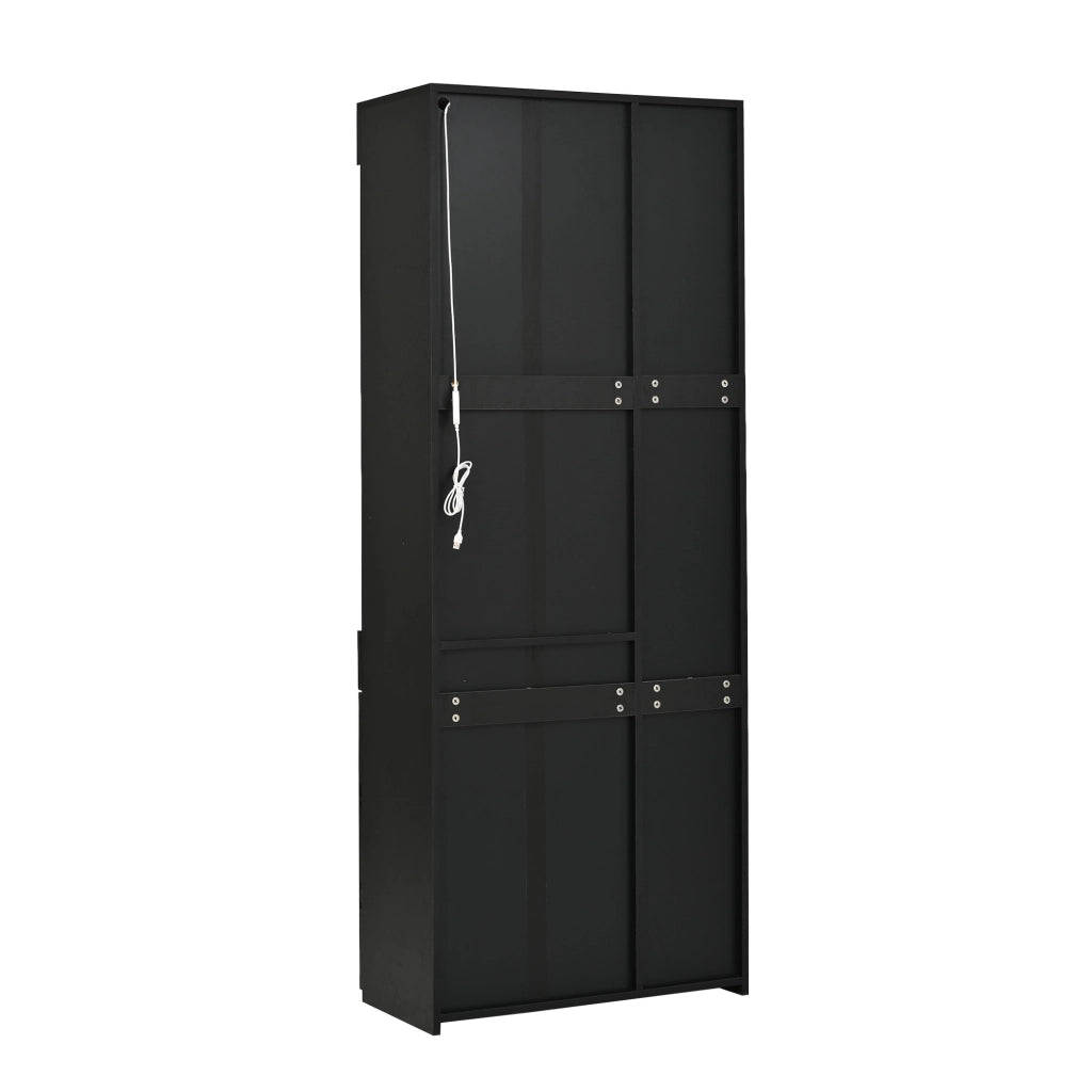 Mobile Vetrina ¨C Minimal ¨C Nero 70x35x180cm con cassetti e LED