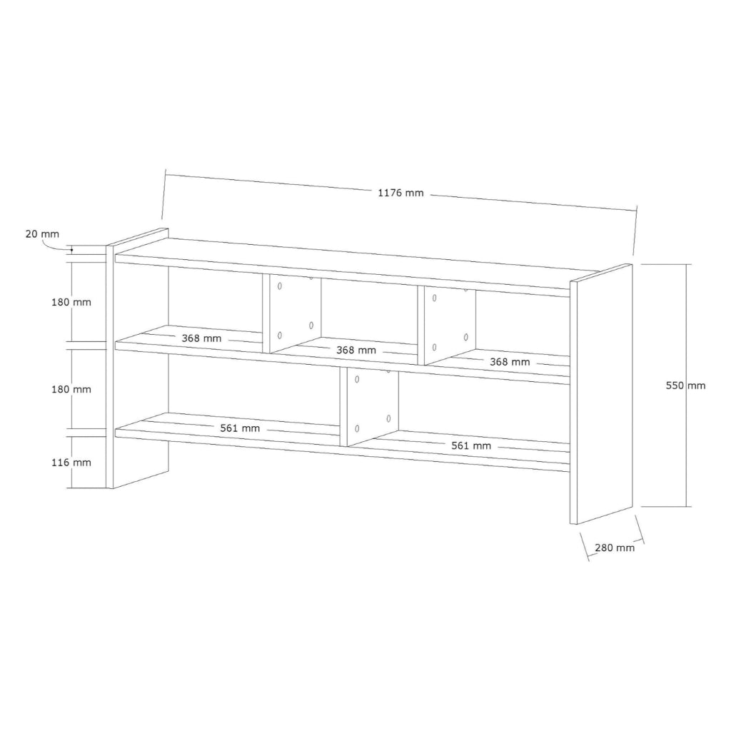 Loreglia, Mobile Porta tv 5 Ripiani, 118x28x55h cm Marrone Rovere