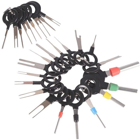 Strumento di disconnessione stekker per 26 pezzi, connessore stekker, strumento di disconnessione per terminali, connessore stekker per disconnessione, strumento di sblocco per stekker a contatto piatto e rotondo