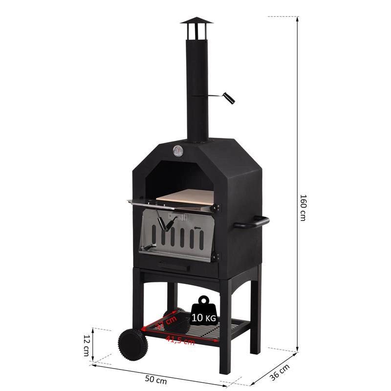 FORNO PER PIZZA BARBECUE A CARBONELLA IN ACCIAIO INOX 50 X 36 X 160 CM