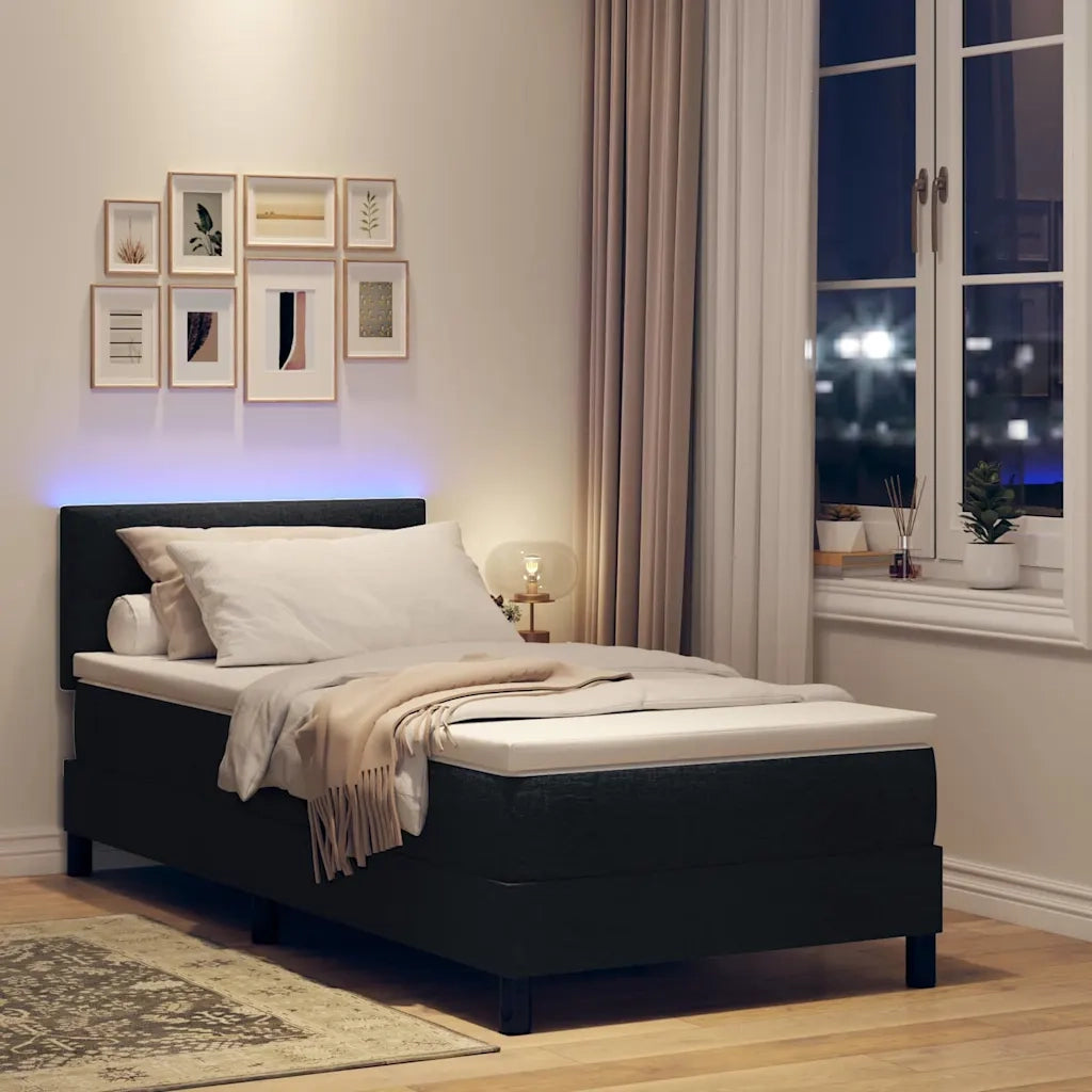 Letto a molle con materasso con led Nero 90 x 190 cm Tessuto 3342172
