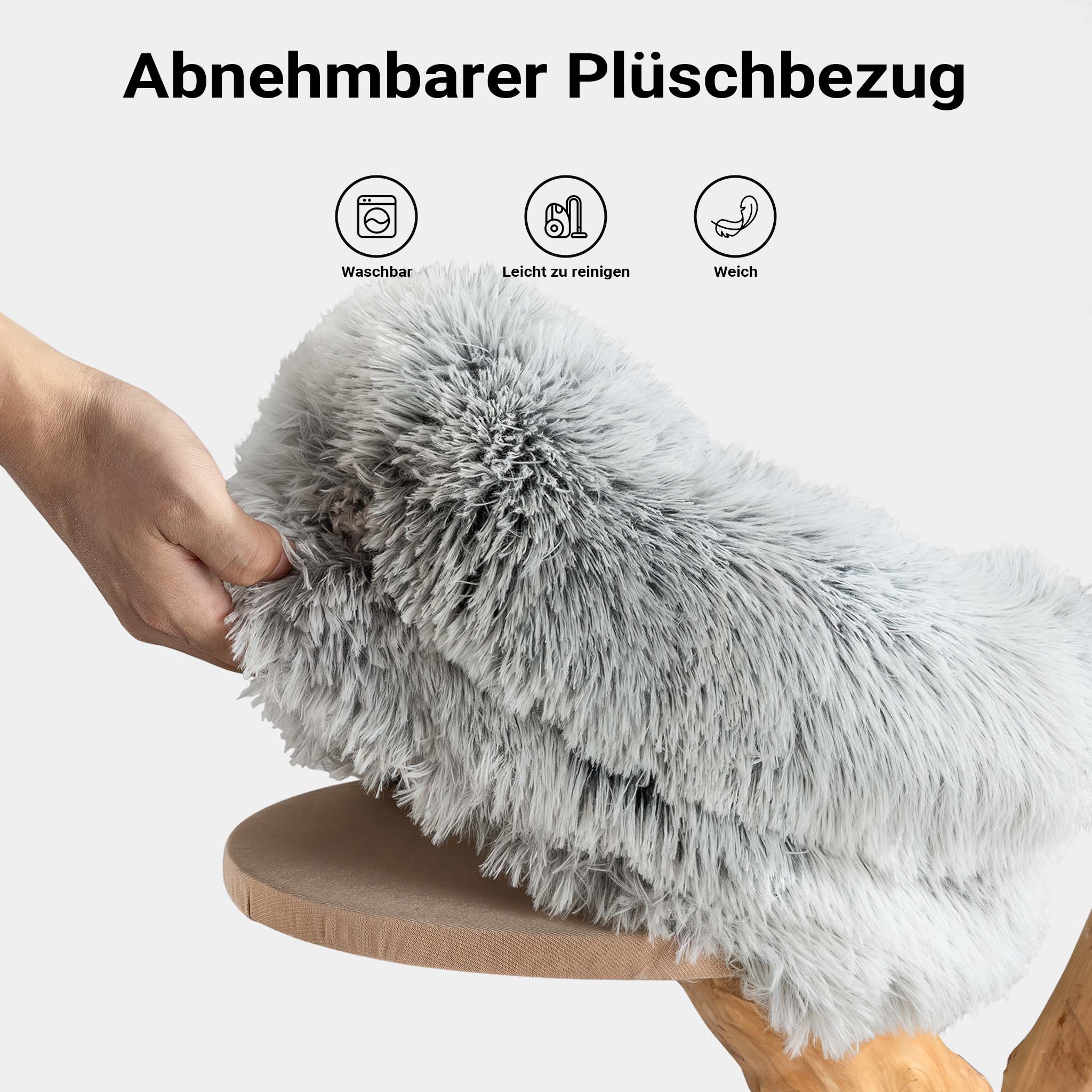 Fudajo Albero tiragraffi con design a rami 80 cm con peluche e legno di pero