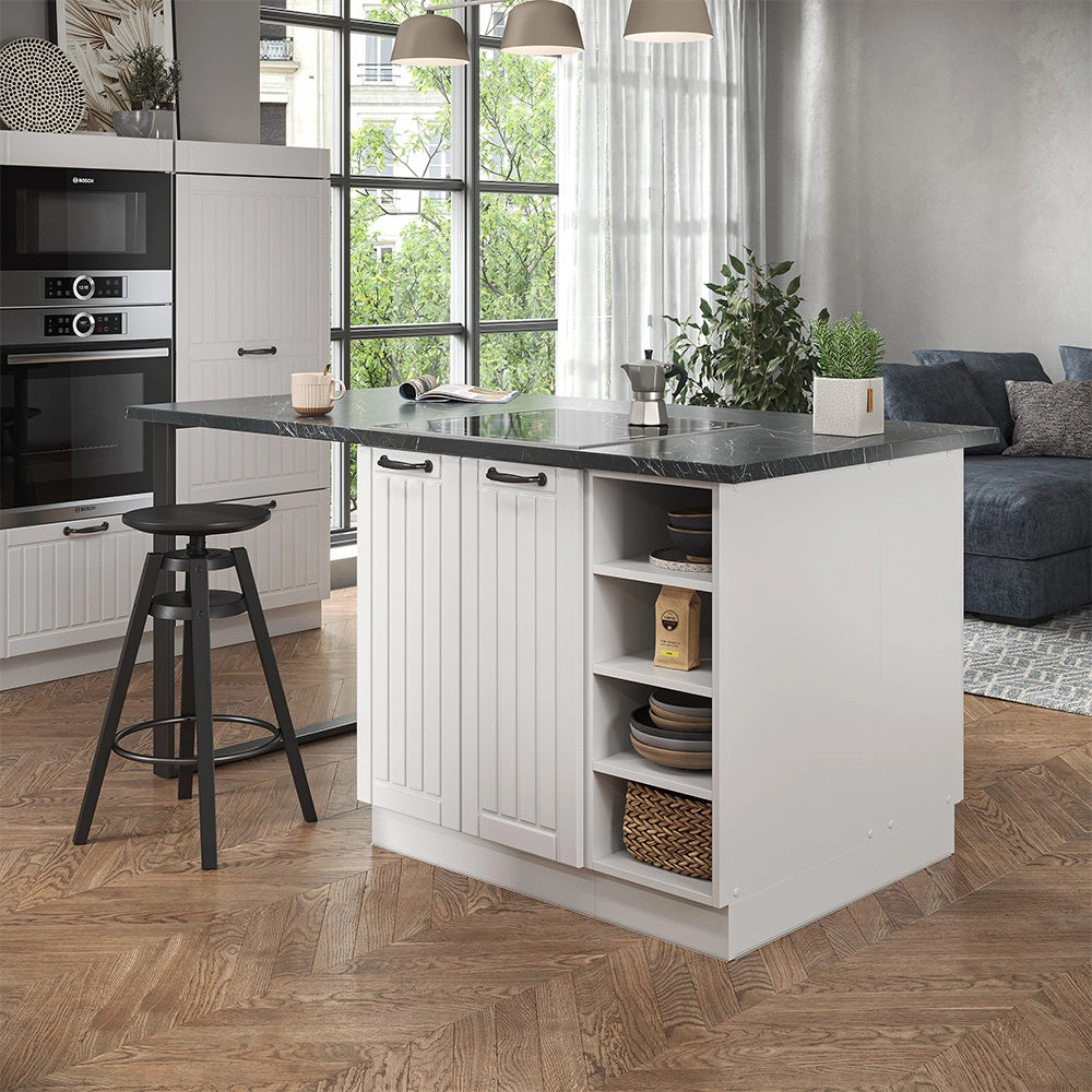 Isola cucina Fame-Line Bianco rustico/Bianco 90 cm senza piano di lavoro Vicco