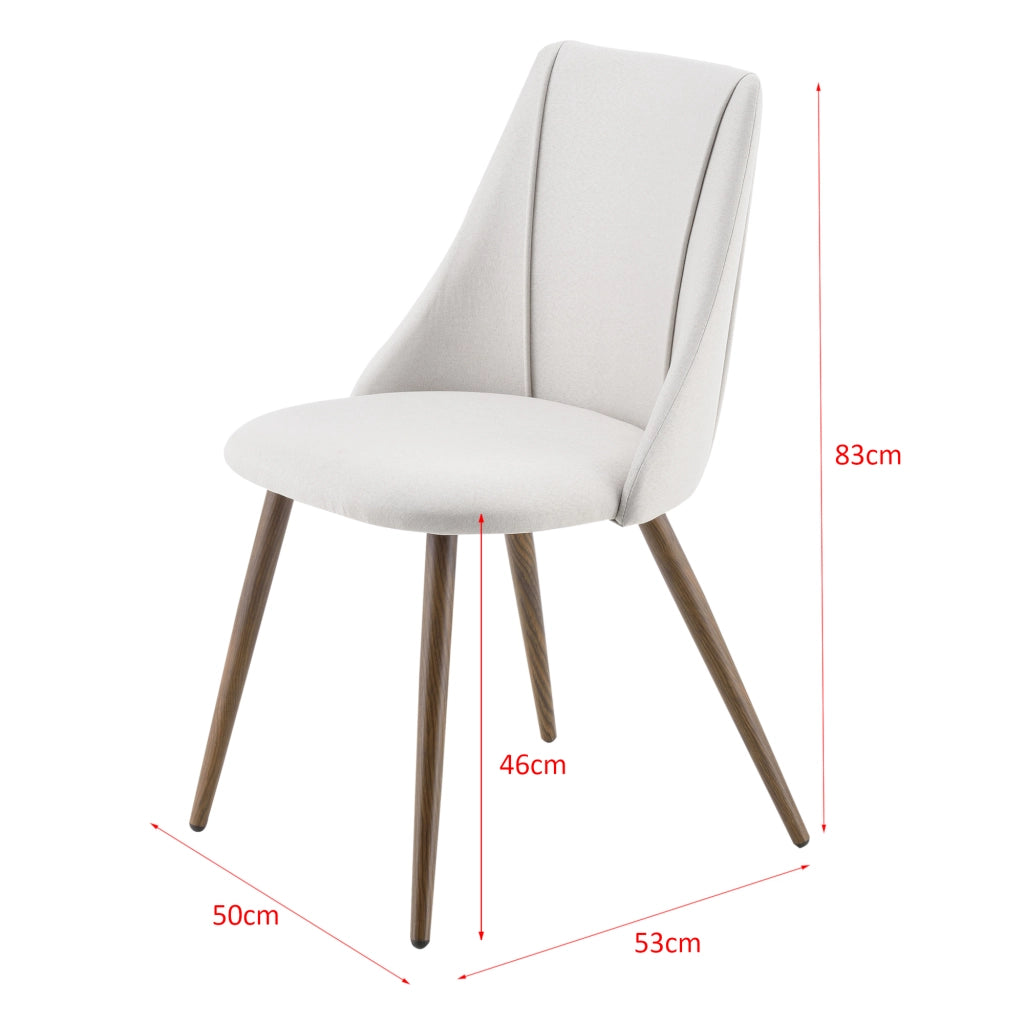 Set Danzig di 2 Sedie Imbottite da Sala Pranzo con Gambe in Metallo - Beige [en.casa]