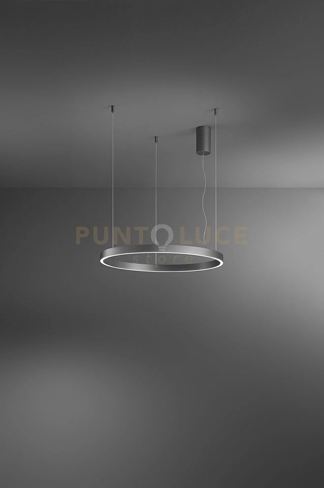 Sospensione in metallo e alluminio  Grigio Etere D.81CM biemissione LED 72W 3000K CRI?80 220-240V 50/60Hz 5040Lm dimmerabile