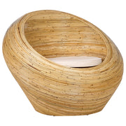 Poltrona da giardino in rattan naturale con cuscino di seduta Beige Stile Boho per interni esterni