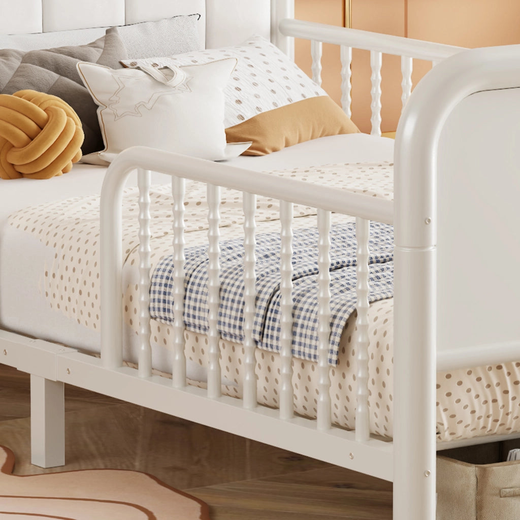 Letto singolo in metallo con testiera LED ¨C Minimal ¨C Bianco 90x200 cm