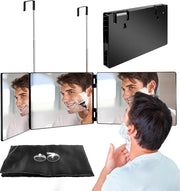Specchio 3-goccio pieghevole con illuminazione LED per capelli, rasatura e trucco - ricaricabile - nero