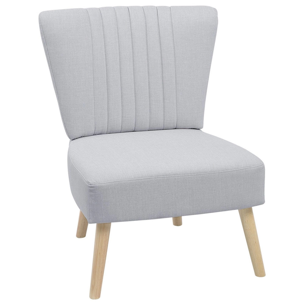Poltrona grigio chiaro senza braccioli con sedia senza braccioli a trapuntatura verticale gambe in legno