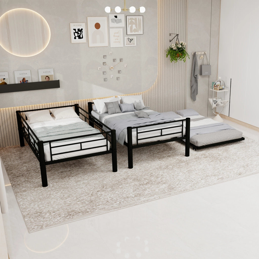 Letto a castello funzionale ferro nero 97x196 cm