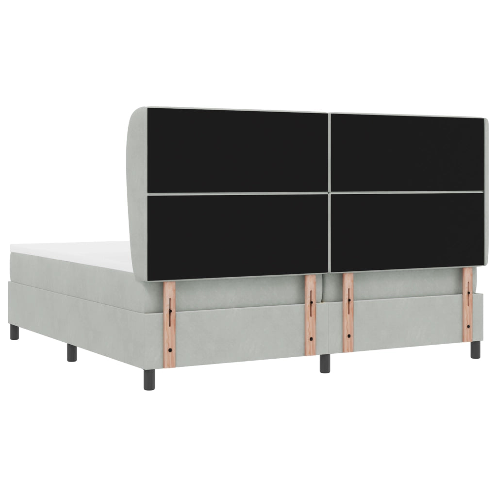 Letto Box Spring con Materasso Grigio Chiaro 200x200 cm Velluto