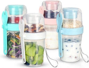 Bicchierino da muesli 2 in 1 da portare in viaggio con cucchiaio - bicchiere da yoghurt per la strada (2 strati 310 ml - 560 ml) con coperchio