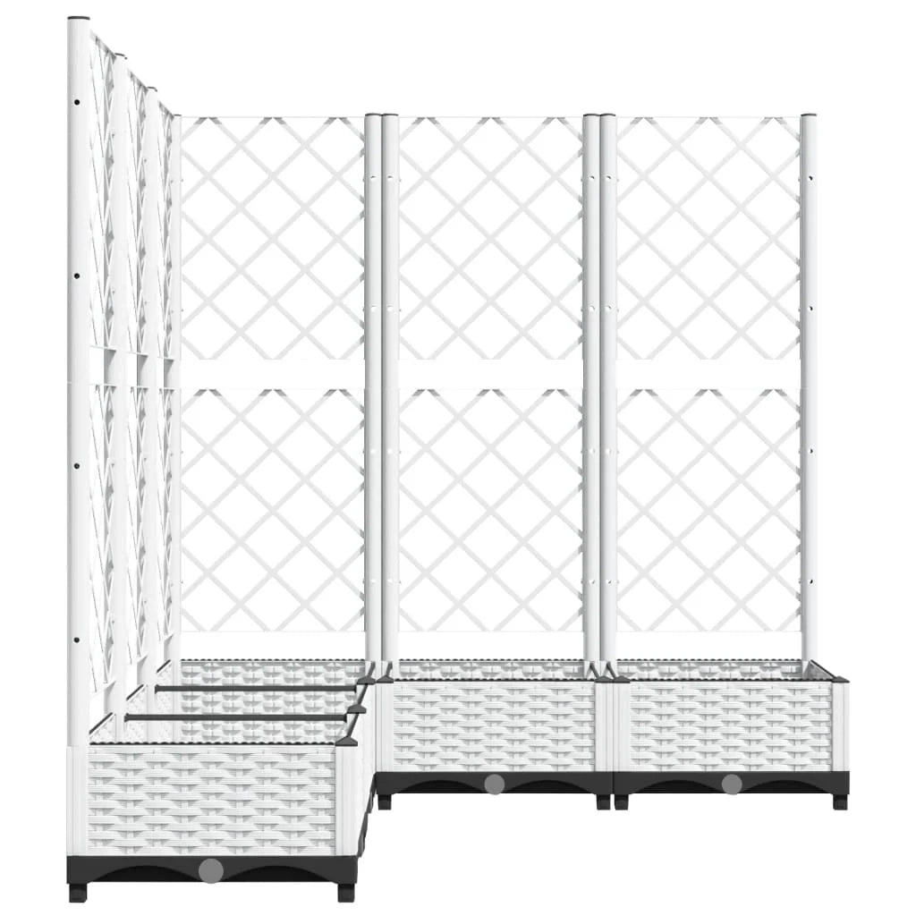 Fioriera rialzata per piante fiori e terrazze con traliccio 120 x 120 x 121,5 cm PP bianco 02_0038222