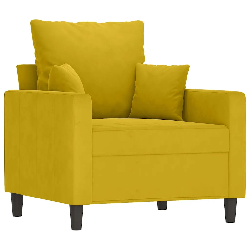 Poltrona con Poggiapiedi Giallo 60 cm in Velluto