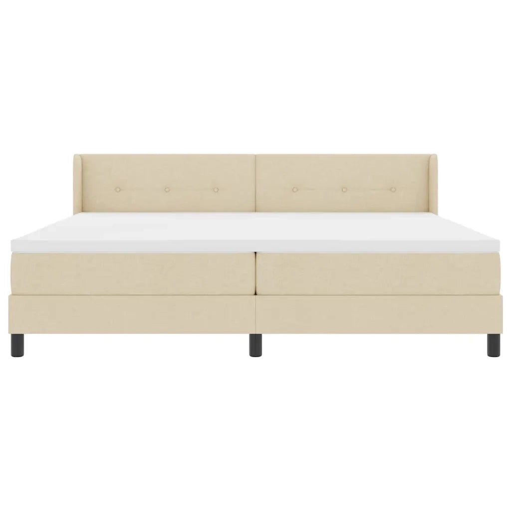 Letto a molle con testiera Crema 200 x 200 cm Tessuto 3341130
