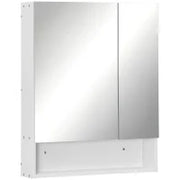 kleankin Armadietto a Specchio Rettangolare Montato a Parete con Credenze e Ripiano Regolabile, in MDF e Vetro, 60x15x75cm, Bianco