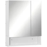 kleankin Armadietto a Specchio Rettangolare Montato a Parete con Credenze e Ripiano Regolabile, in MDF e Vetro, 60x15x75cm, Bianco