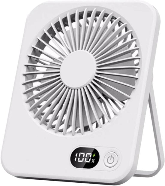Ventilatore multifunzionale portatile - ricaricabile - ventilatore portatile - ventilatore portatile a 5 velocità - ventilatore portatile 180° regolabile - Bianco