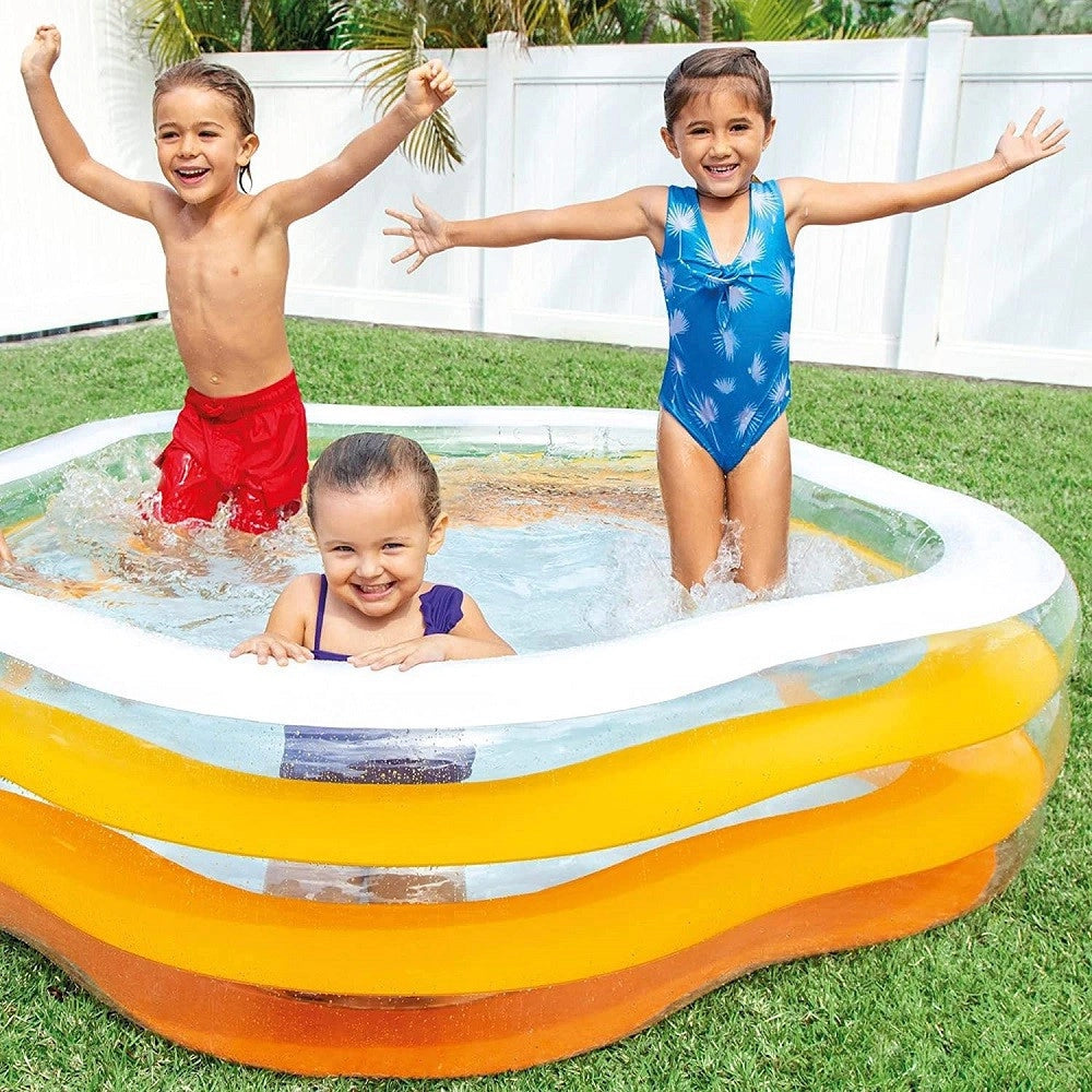 Trade Shop - Piscina Gonfiabile A Forma Di Stella 3 Anelli Bambini 185x180x53 Cm Estate 56495 -