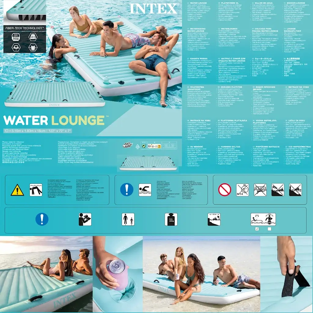 INTEX Lettino Gonfiabile Blu 310x183 cm Vinile 3202964