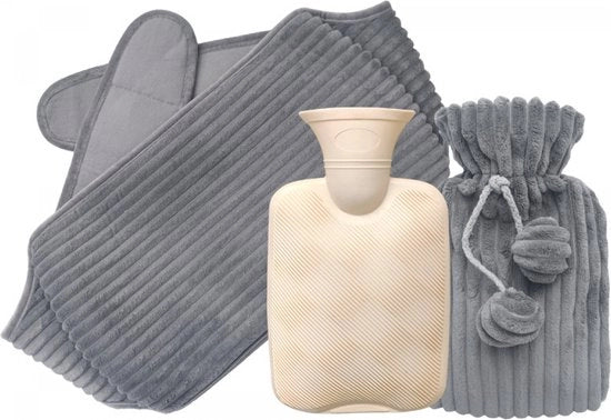 Borsa termica - 1 litro - Borsa termica per acqua calda - Borsa termica 3 in 1 - Calore fino a 6 ore - Morbida e confortevole - Banda termica per il ciclo mestruale - Allevia il dolore per la schiena, la nuca e le spalle